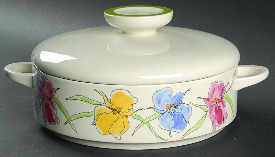 Iris Yellow Pink Blue Round Covered Vegetable by Villeroy & Boch-1