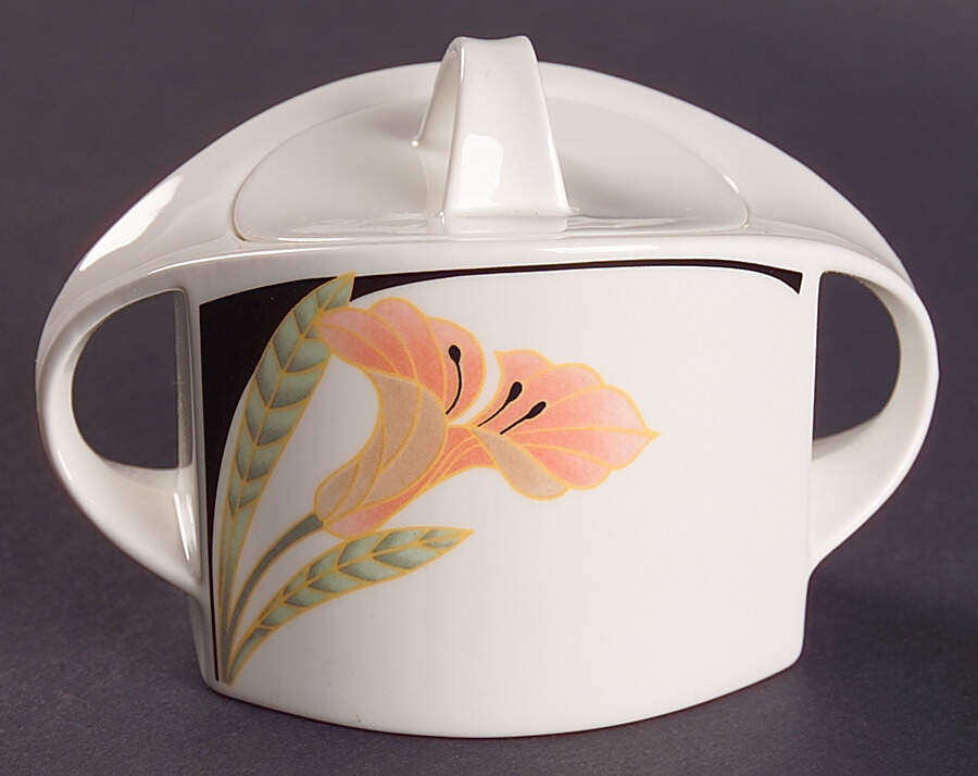Iris Peach and Black Sugar Bowl & Lid by Villeroy & Boch-1