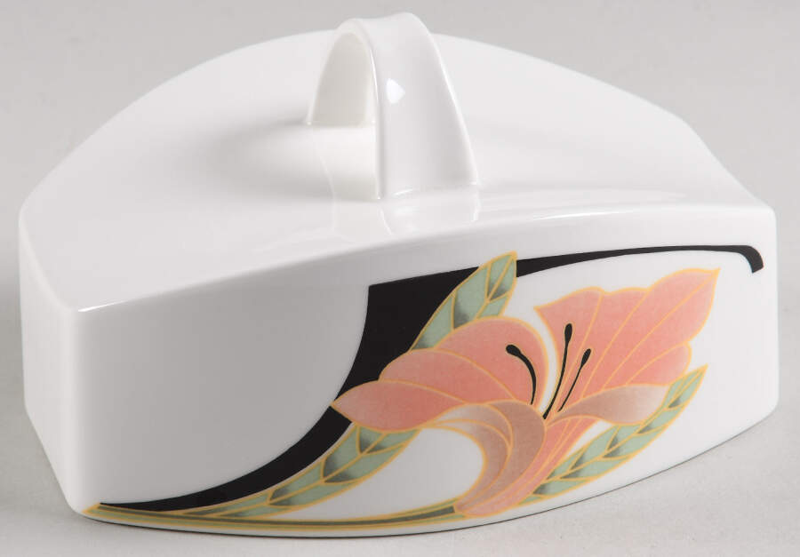 Iris Peach and Black Lid for 1/4 Lb Butter by Villeroy & Boch-1