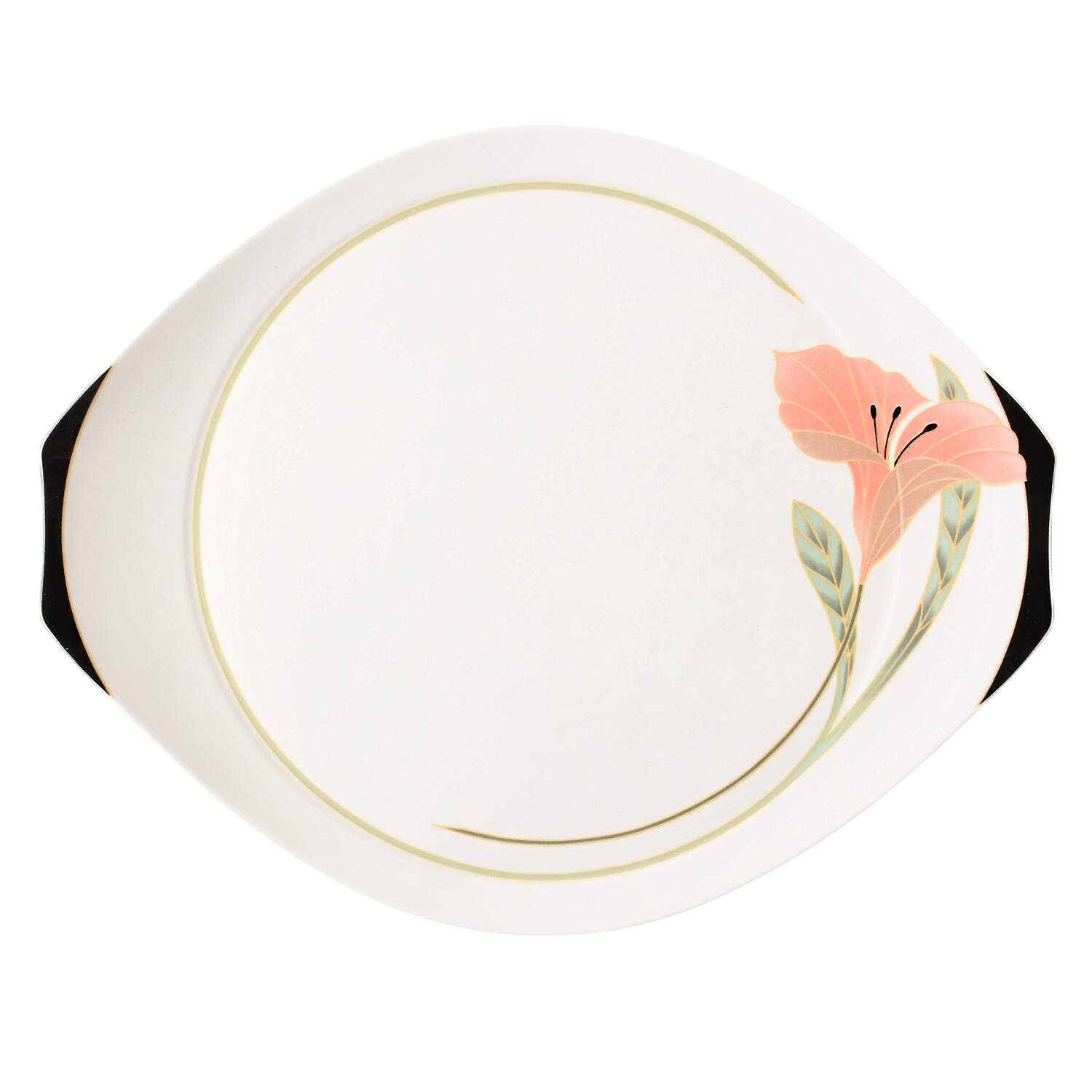 Iris Peach and Black Handled Cake Plate by Villeroy & Boch-1