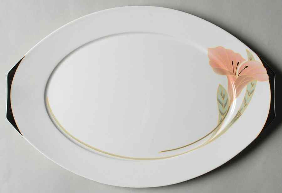 Iris Peach and Black 14" Oval Serving Platter by Villeroy & Boch-1