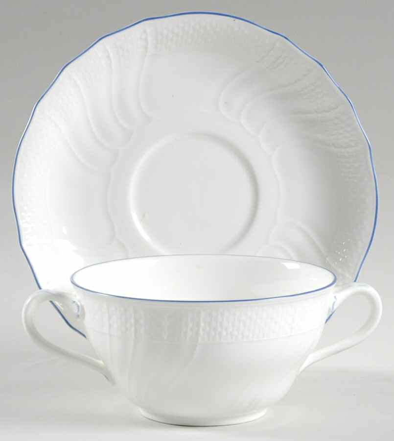 Louisenburg Blau Flat Cream Soup Bowl & Saucer Set by Villeroy & Boch-1
