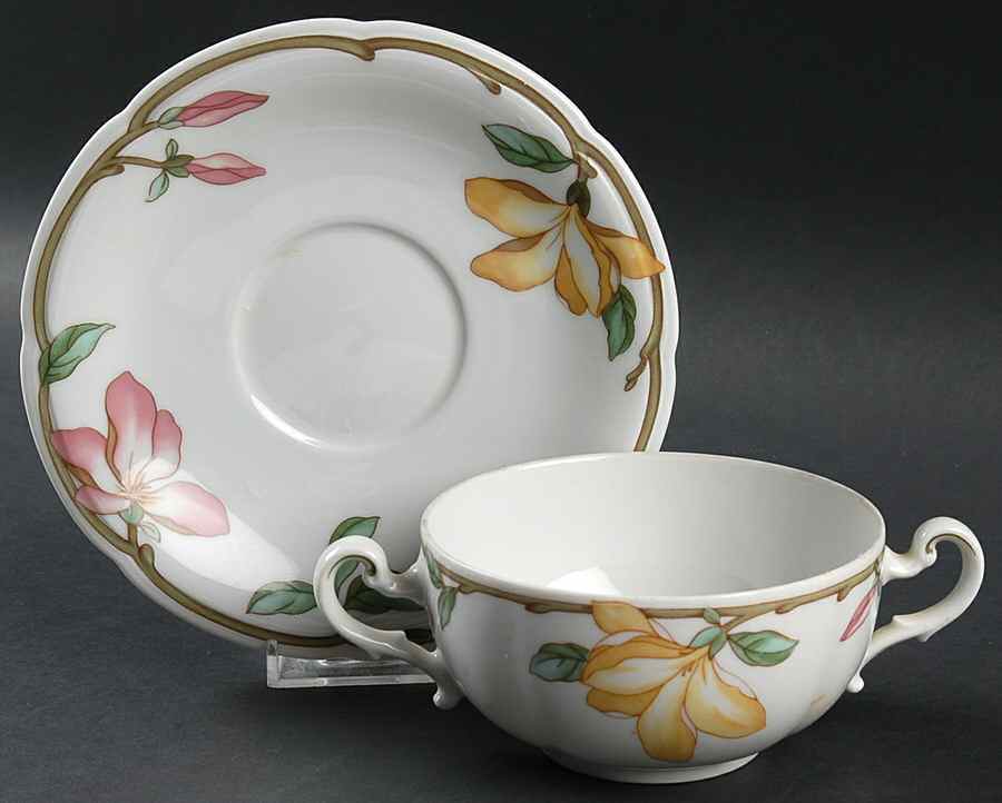 Magnolia Flat Cream Soup Bowl & Saucer Set by Villeroy & Boch-1