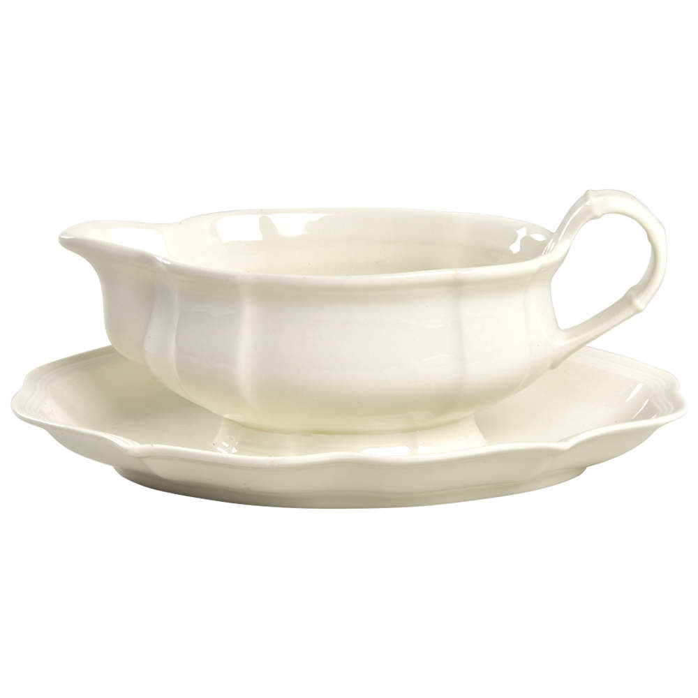 Manoir (VitroPorcelain, Luxembourg & Germany) Gravy Boat with Attached Underplate by Villeroy & Boch-1
