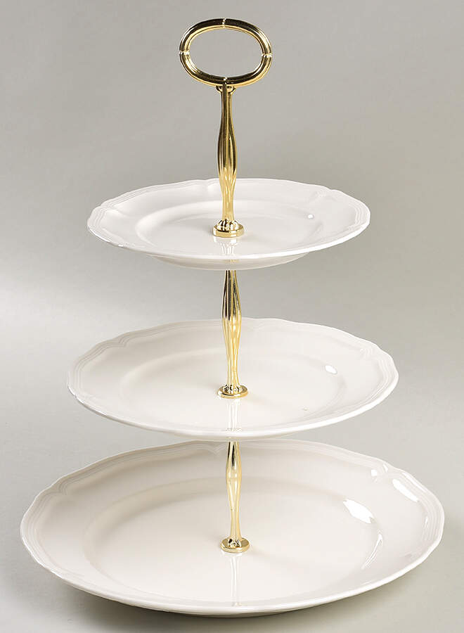 Manoir (VitroPorcelain, Luxembourg & Germany) 13 7/8"-14 1/4" 3-Tiered Serving Tray(DP,SP,BB) HC by Villeroy & Boch-1