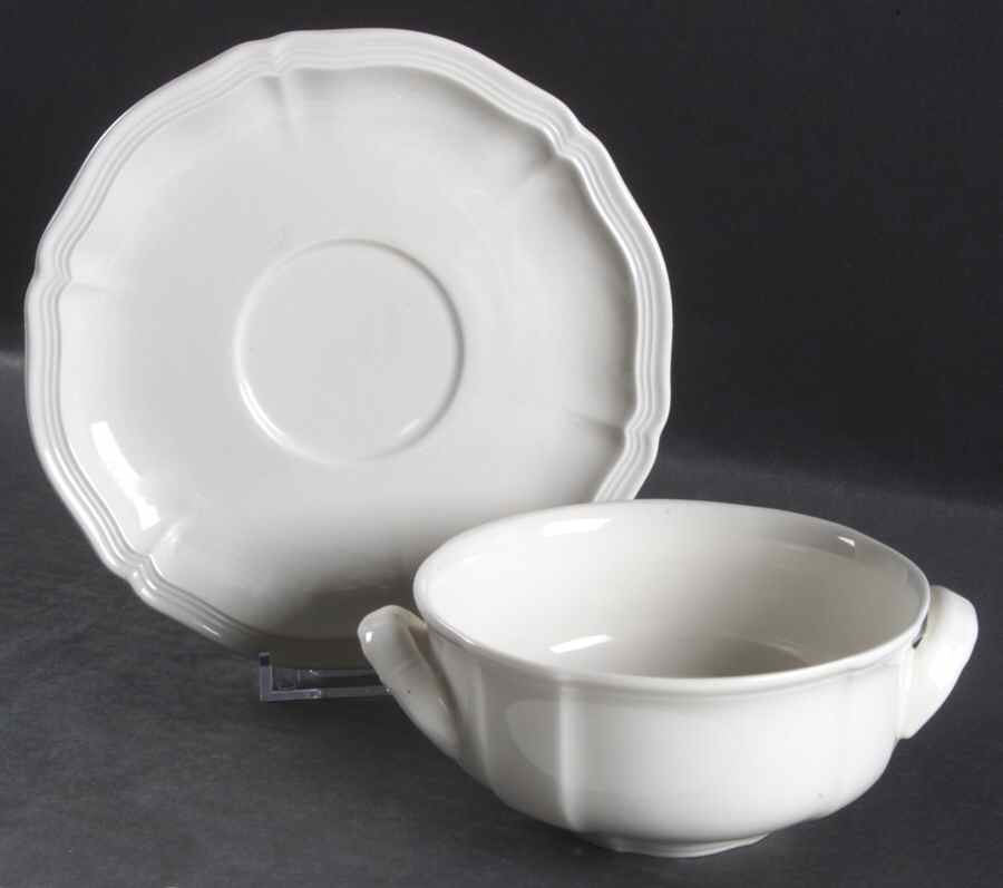 Manoir (VitroPorcelain, Luxembourg & Germany) Flat Cream Soup Bowl & Breakfast Saucer Set by Villeroy & Boch-1
