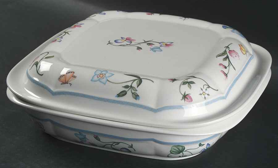 Mariposa (Bone China) 2 Quart Square Microwave Baker with Lid by Villeroy & Boch-1