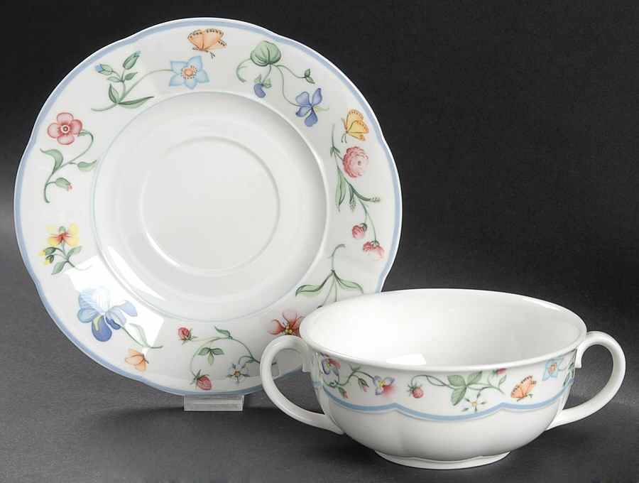 Mariposa (Bone China) Flat Cream Soup Bowl & Breakfast Saucer Set by Villeroy & Boch-1
