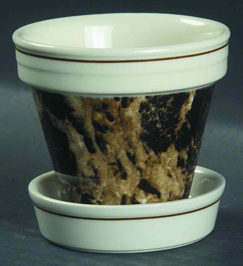 Marble Brown 2" Flower Pot & Underplate by Villeroy & Boch-1