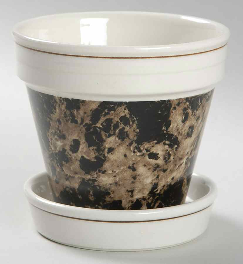 Marble Brown 3" Flower Pot & Underplate by Villeroy & Boch-1