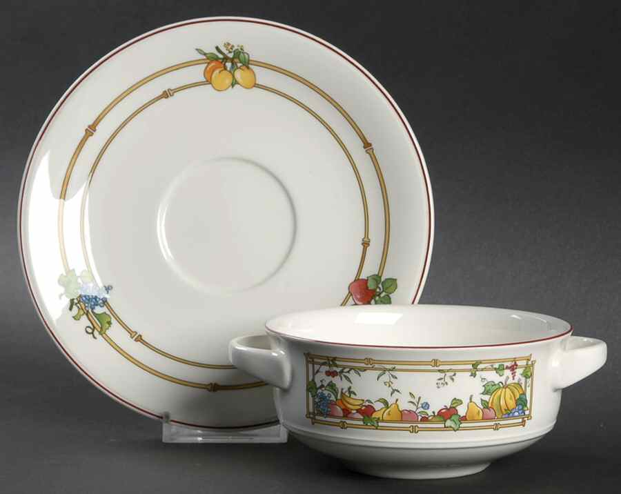 Mon Jardin Flat Cream Soup Bowl & Saucer Set by Villeroy & Boch-1