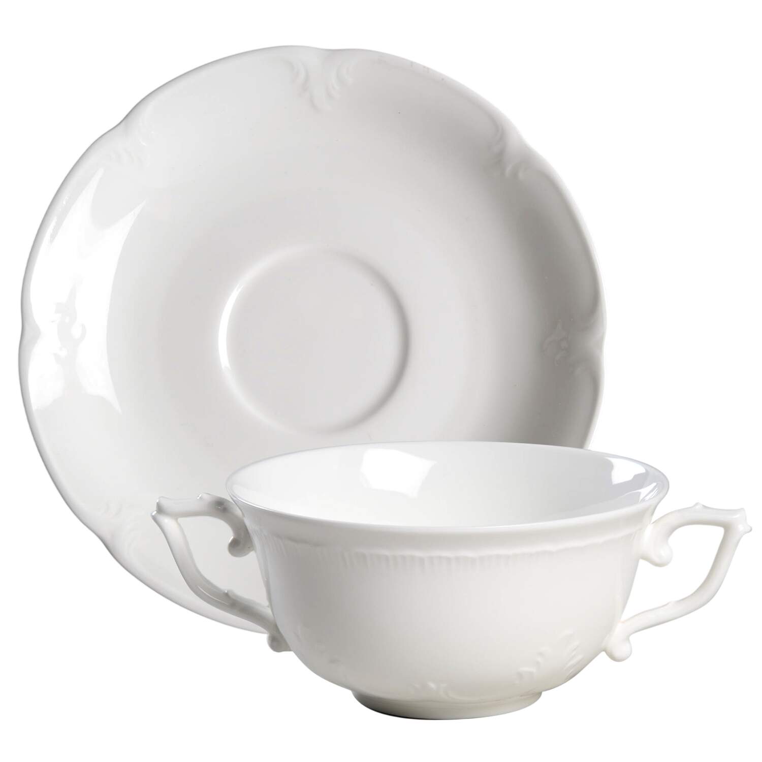 Montclair Weiss Flat Cream Soup Bowl & Saucer Set by Villeroy & Boch-1