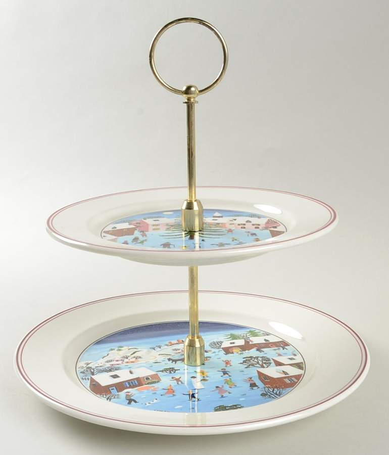 Naif Christmas 2 Tiered Serving Tray (Dinner & Salad Plate) by Villeroy & Boch-1