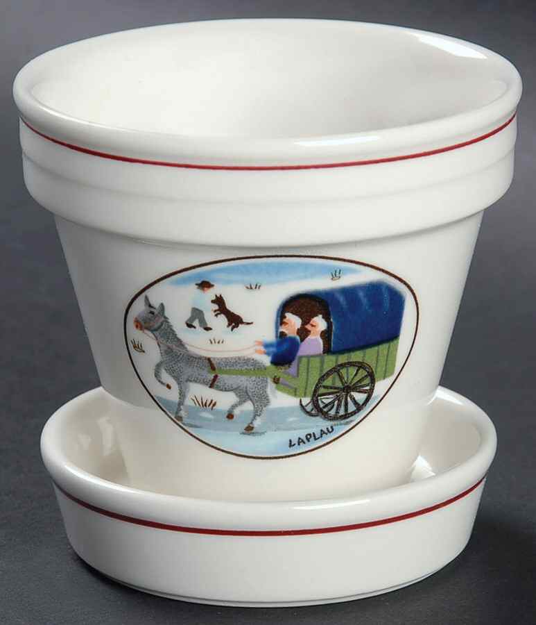Naif Christmas 2" Flower Pot & Underplate by Villeroy & Boch-1