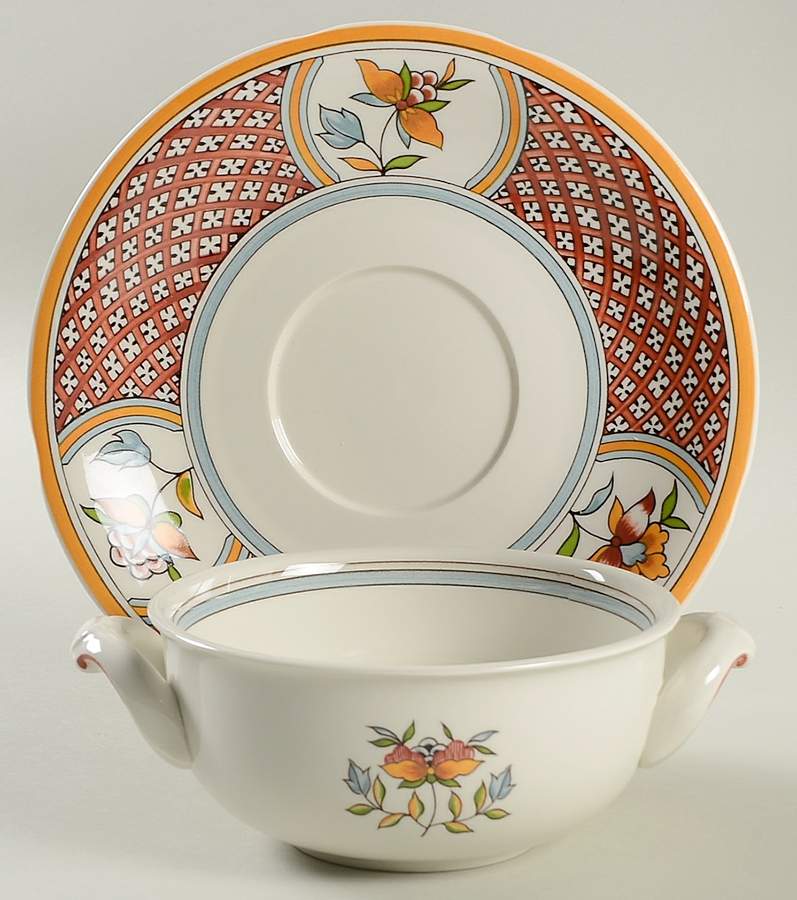 Normandie Flat Cream Soup Bowl & Saucer Set by Villeroy & Boch-1