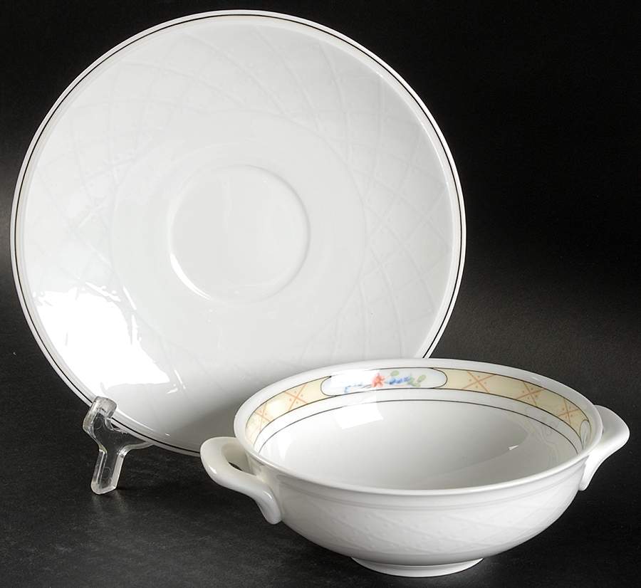 Orlando Flat Cream Soup Bowl & Saucer Set by Villeroy & Boch-1