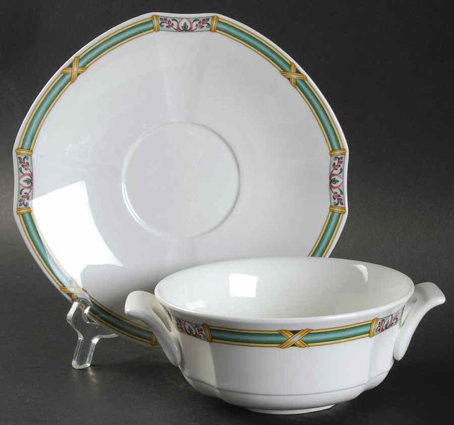 Orofino Footed Cream Soup Bowl & Saucer Set by Villeroy & Boch-1