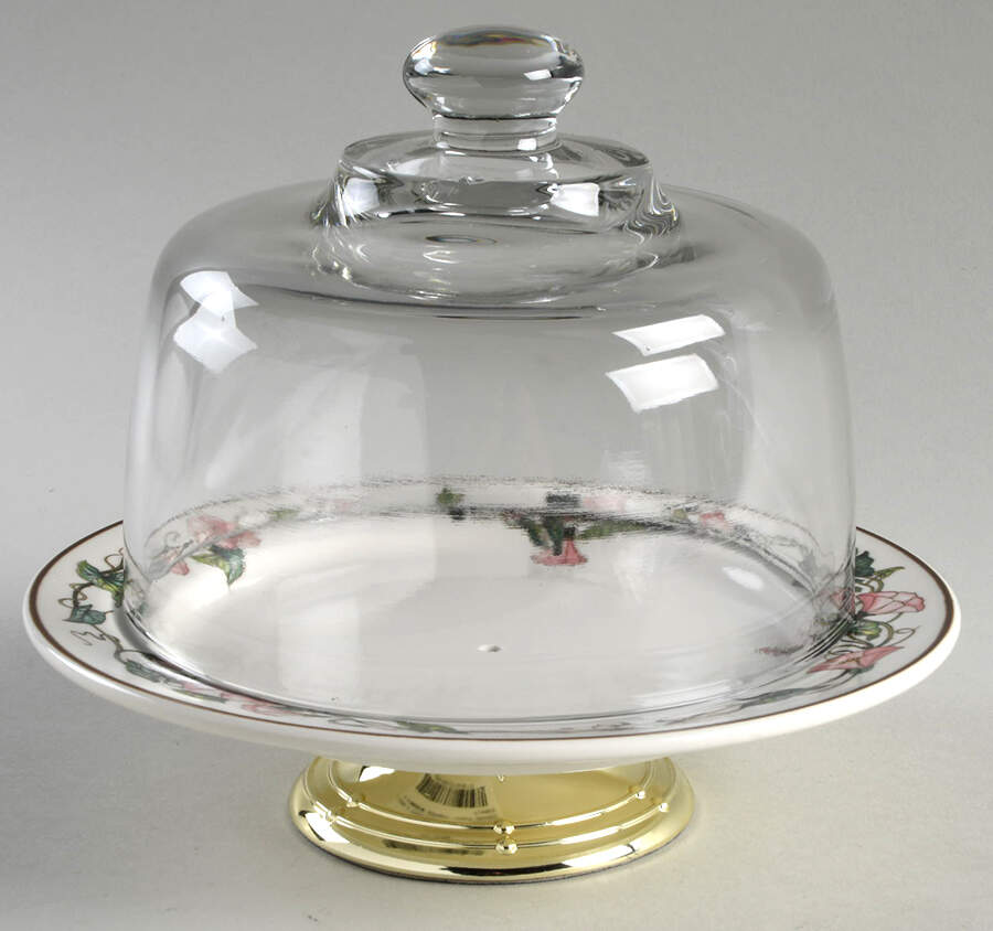 Palermo 6 1/2"-7 1/2" Footed Cheese Plate w/ Glass Dome HC by Villeroy & Boch-1