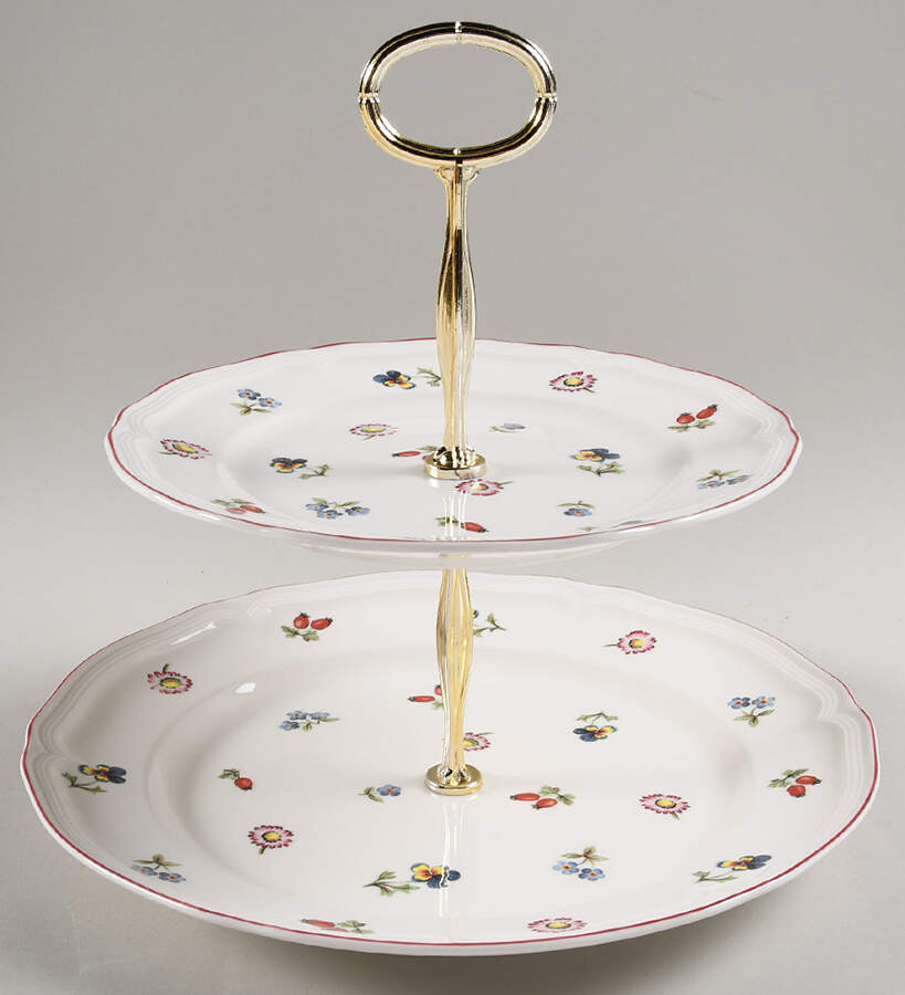 Petite Fleur 6 5/8"-10"  2 Tiered Serving Tray (Dp, Sp) HC by Villeroy & Boch-1