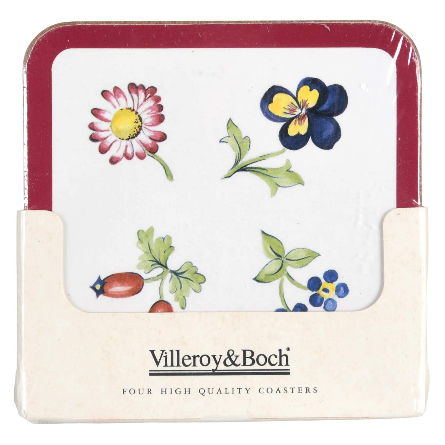Petite Fleur (4 Pc) Cork Back Square Coaster Set by Villeroy & Boch-1