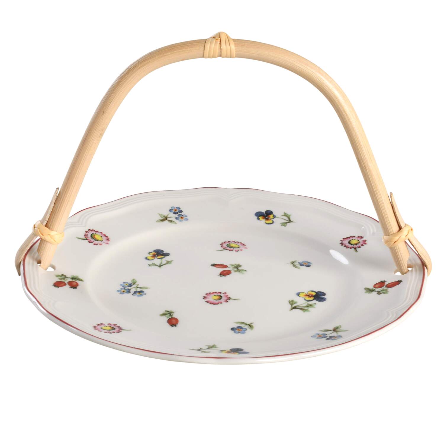 Petite Fleur 5 3/8"-5 5/8" Bamboo Handled Serving Plate  HC by Villeroy & Boch-1