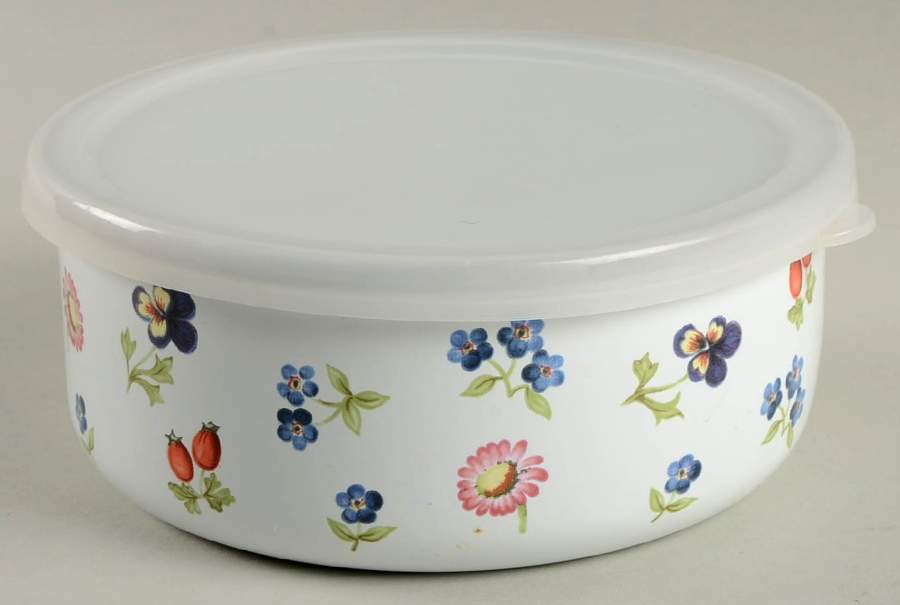 Petite Fleur 5" Metal Bowl W/Plastic Lid by Villeroy & Boch-1