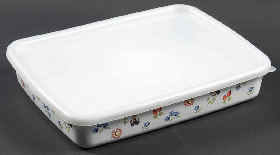 Petite Fleur 1" Rectangular Metal Baker with Plastic Lid by Villeroy & Boch-1