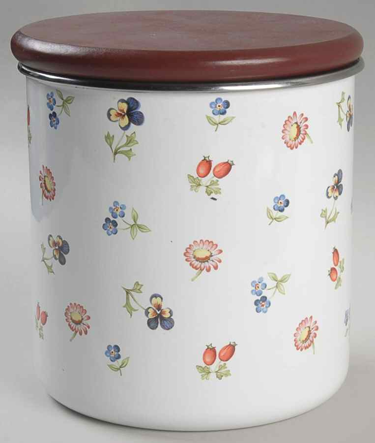 Petite Fleur Medium Metal Canister & Wood Lid by Villeroy & Boch-1