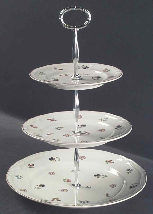 Petite Fleur 13 7/8"-14 1/4" 3-Tiered Serving Tray(DP,SP,BB) HC by Villeroy & Boch-1