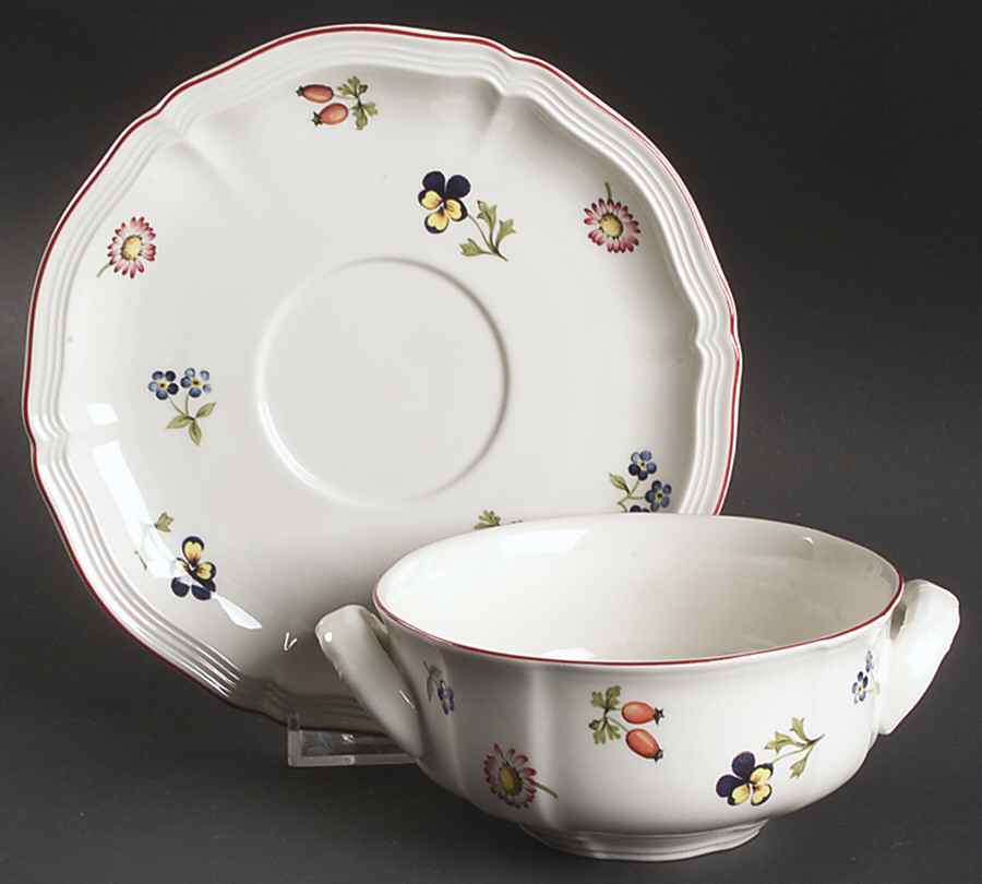 Petite Fleur Flat Cream Soup Bowl & Breakfast Saucer Set by Villeroy & Boch-1