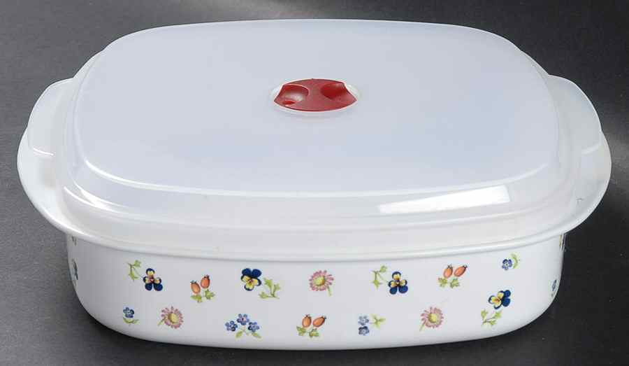 Petite Fleur 40 Oz Square Plastic Microwave Bowl w/Vent Lid by Villeroy & Boch-1