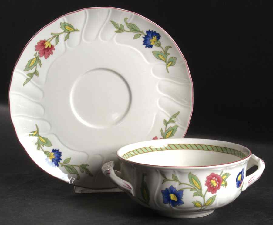 Persia (Scalloped) Flat Cream Soup Bowl & Saucer Set by Villeroy & Boch-1
