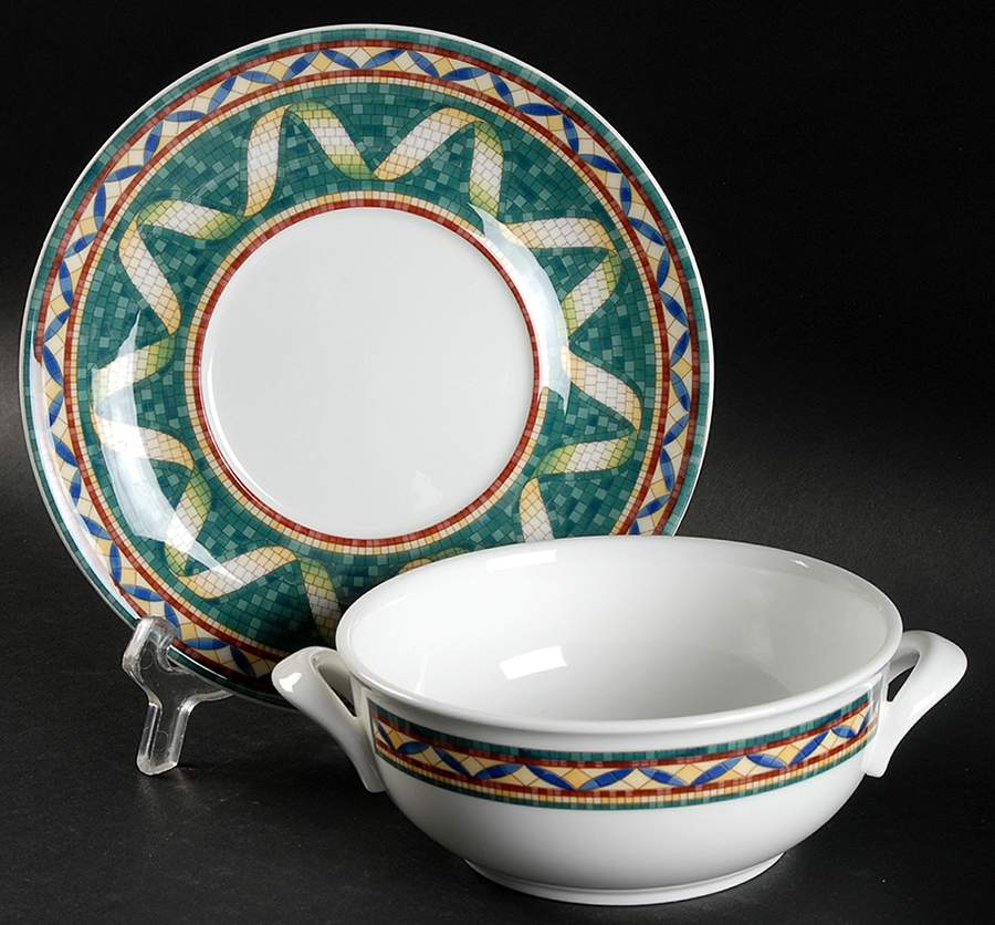 Pergamon Flat Cream Soup Bowl & Saucer Set by Villeroy & Boch-1
