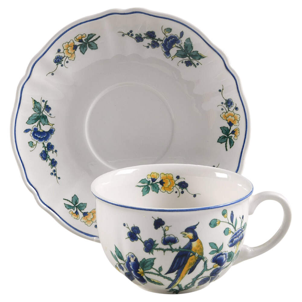 Phoenix Blau (No Paneled Rim) Breakfast Cup & Saucer Set by Villeroy & Boch-1
