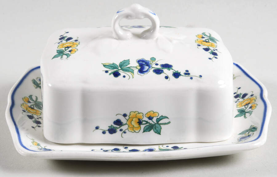 Phoenix Blau (No Paneled Rim) Small Square Covered Butter by Villeroy & Boch-1