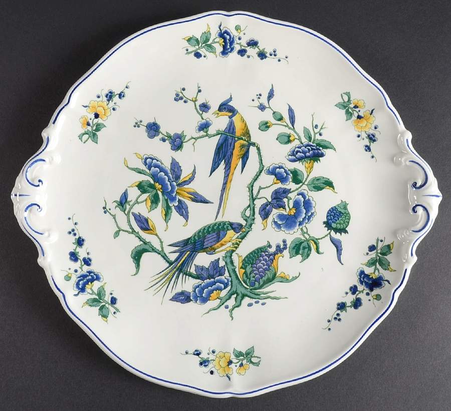 Phoenix Blau (No Paneled Rim) Handled Cake Plate by Villeroy & Boch-1
