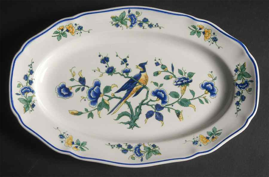 Phoenix Blau (No Paneled Rim) 10" Oval Serving Platter by Villeroy & Boch-1
