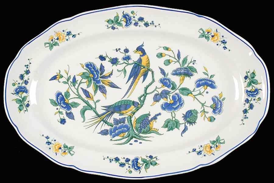 Phoenix Blau (No Paneled Rim) 14" Oval Serving Platter by Villeroy & Boch-1