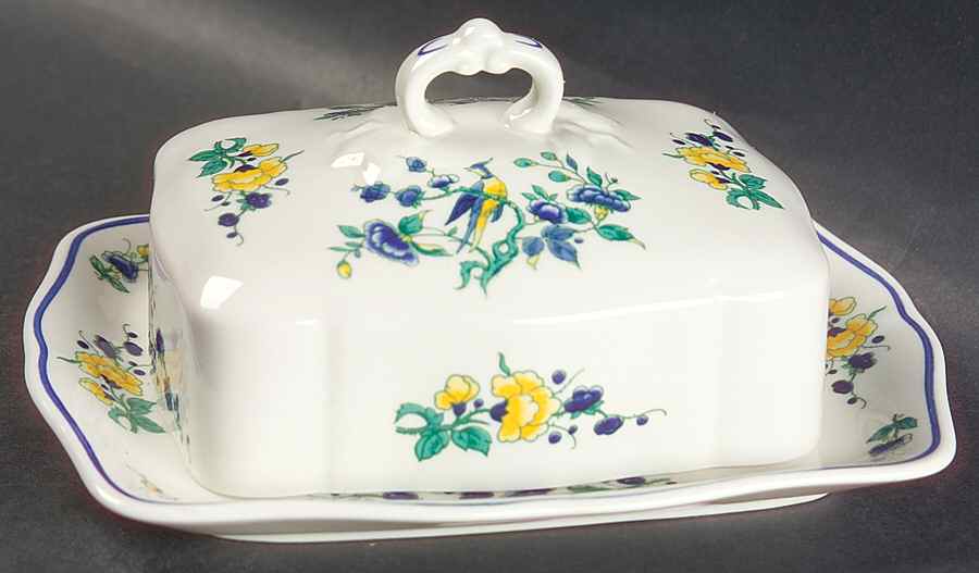 Phoenix Blau (No Paneled Rim) Square Covered Butter by Villeroy & Boch-1