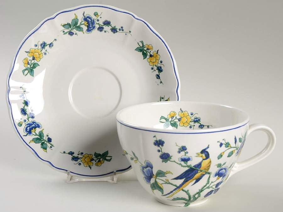 Phoenix Blau (No Paneled Rim) Joke Cup & Saucer Set by Villeroy & Boch-1