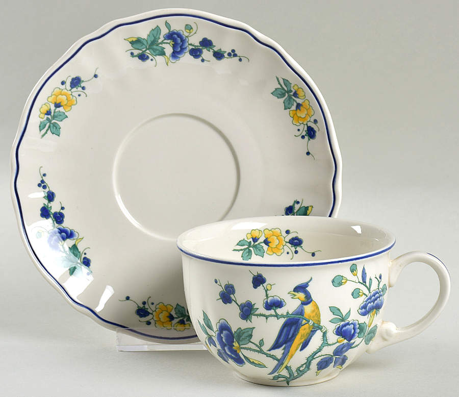 Phoenix Blau (Paneled Rim) Breakfast Cup & Saucer Set by Villeroy & Boch-1