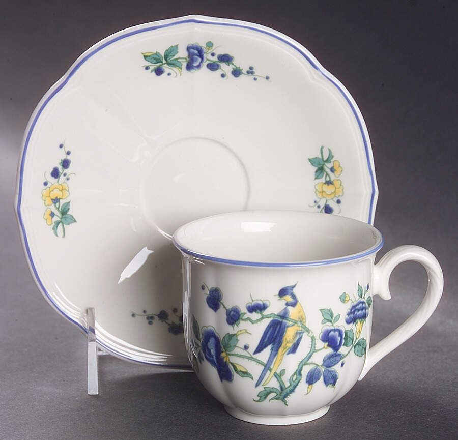 Phoenix Blau (Paneled Rim) Flat Cup & Saucer Set by Villeroy & Boch-1