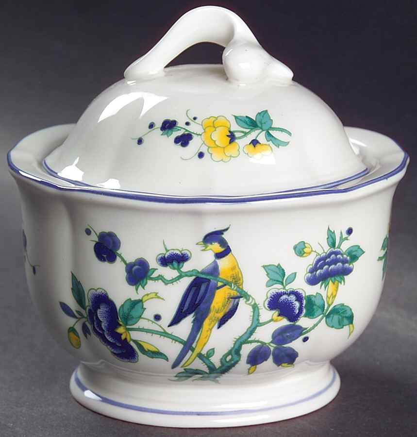 Phoenix Blau (Paneled Rim) Sugar Bowl & Lid by Villeroy & Boch-1