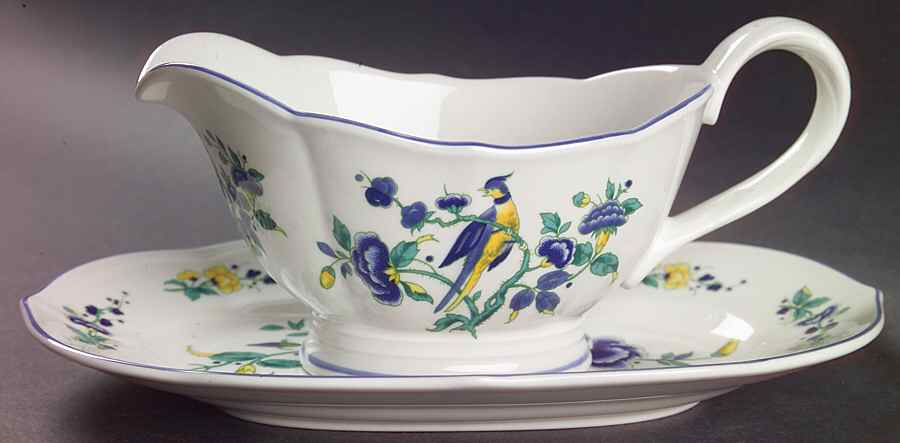 Phoenix Blau (Paneled Rim) Gravy Boat & Underplate/Relish by Villeroy & Boch-1
