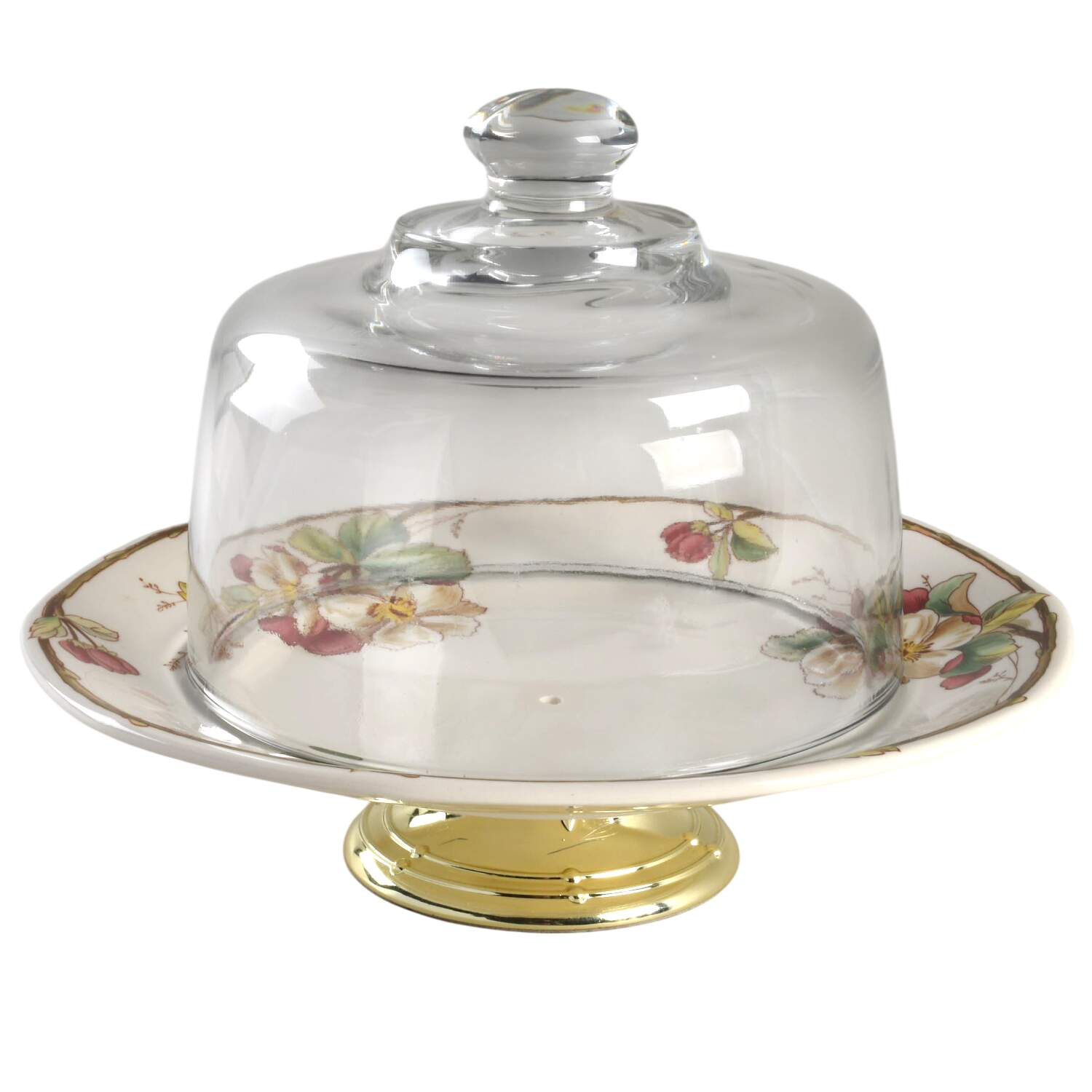Portobello 6 1/2"-7 1/2" Footed Cheese Plate w/ Glass Dome HC by Villeroy & Boch-1