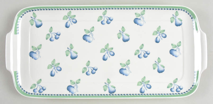 Provence (Blue Weave, Green Trim) Large Sandwich Tray by Villeroy & Boch-1