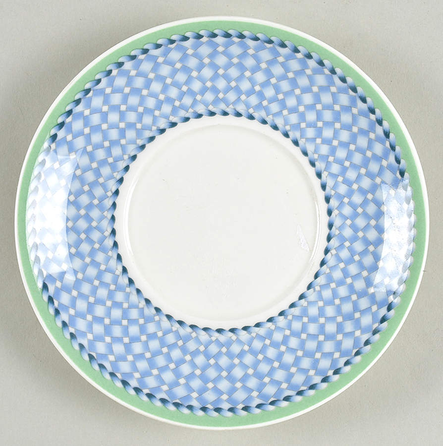 Provence (Blue Weave, Green Trim) Saucer for Demitasse Cup by Villeroy & Boch-1