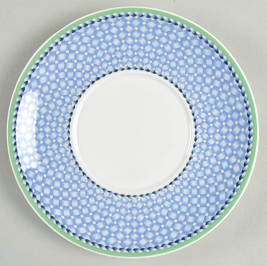 Provence (Blue Weave, Green Trim) Saucer for Breakfast Cup by Villeroy & Boch-1