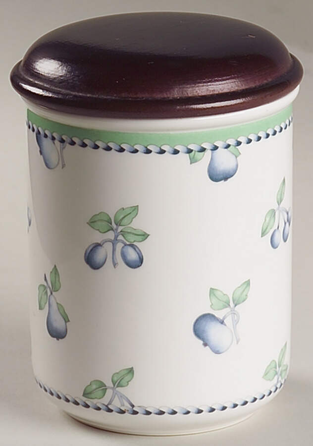 Provence (Blue Weave, Green Trim) 4" Storage Jar & Lid by Villeroy & Boch-1