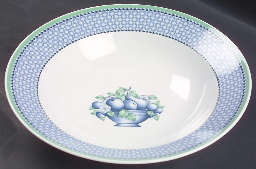 Provence (Blue Weave, Green Trim) Round Shallow Bowl by Villeroy & Boch-1